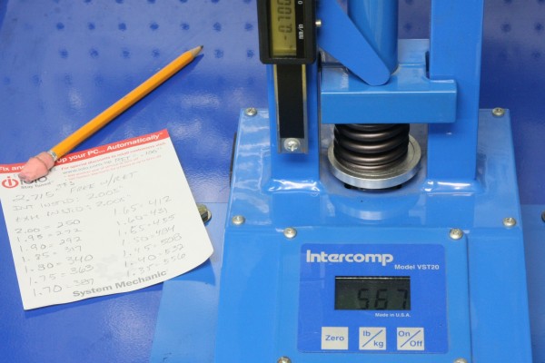 checking valve spring rate on an intercomp scale