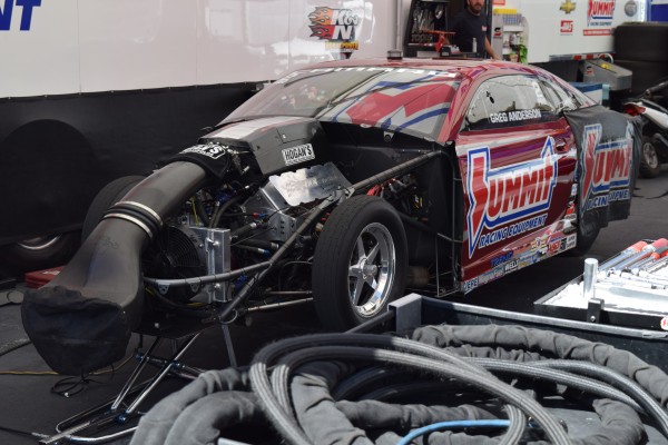 greg anderson's nhra pro stock camaro in the pits