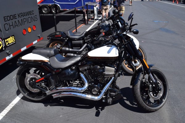 motorcycles in an nhra pit area