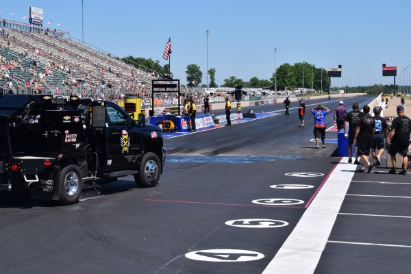prepping the track at summit motorsports park