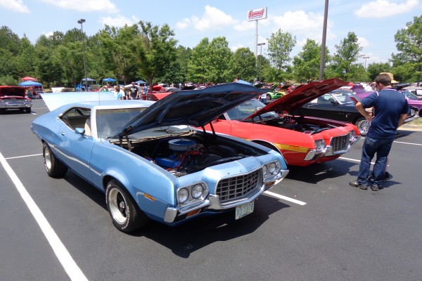 1970s-era ford cars at a car show