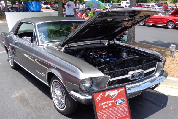 silver 1967 ford mustang coupe