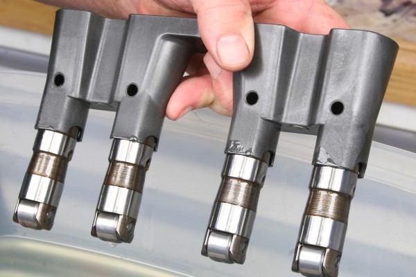 gm ls lifters installed in a lifter guide assembly
