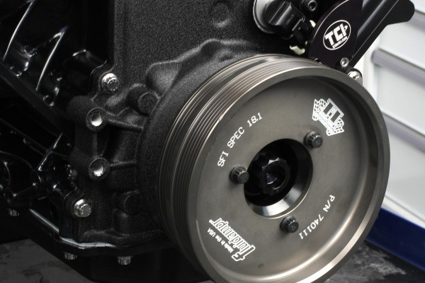 harmonic damper installed on a gm ls engine