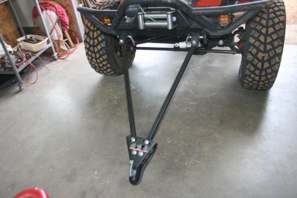 tow bar installed on a jeep wrangler