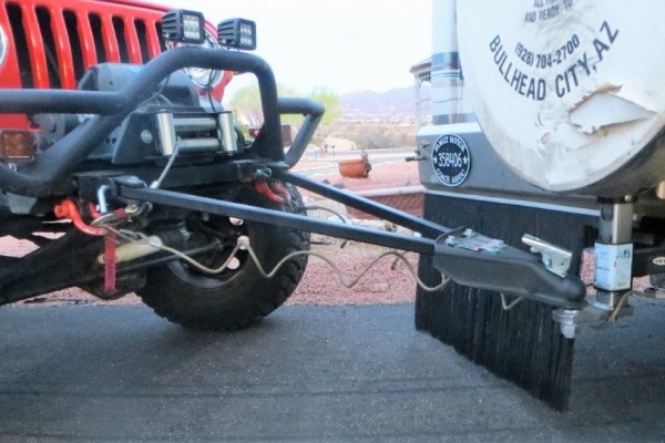 safety cables installed on a vehicle tow bar
