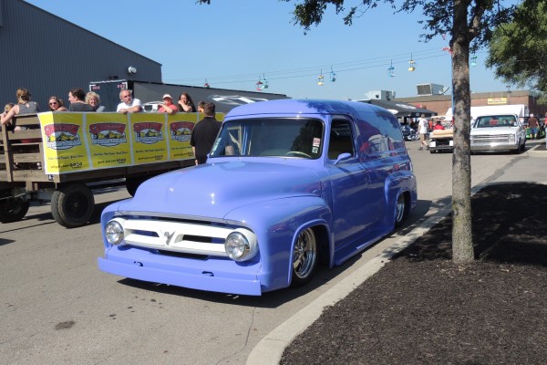 purple panel sedan delivery hot rod