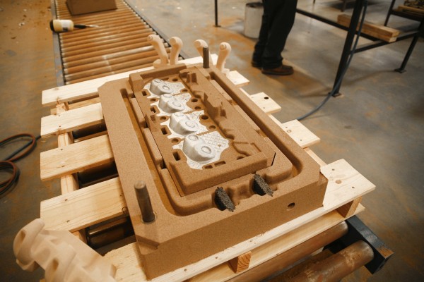 bottom half of a sand casting mold