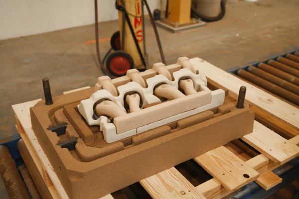 sand cores from a v8 engine intake