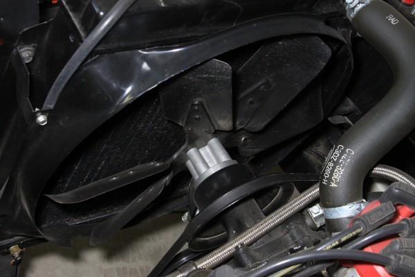 mechanical vehicle fan inside a shroud