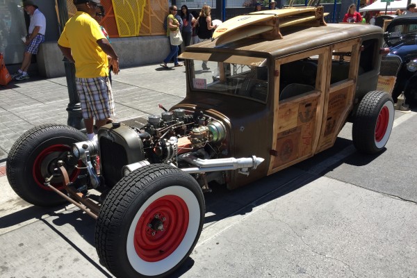 hot rod with surf board at Hot August Nights 2016