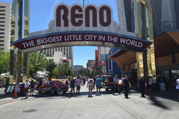 reno city entrance sign during hot august nights 2016
