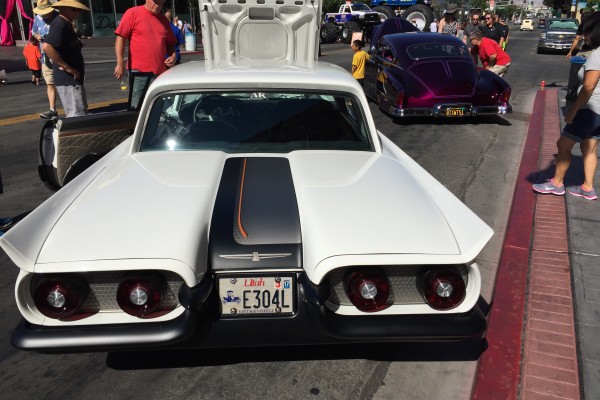 rear view of a custom ford thunderbird at Hot August Nights 2016
