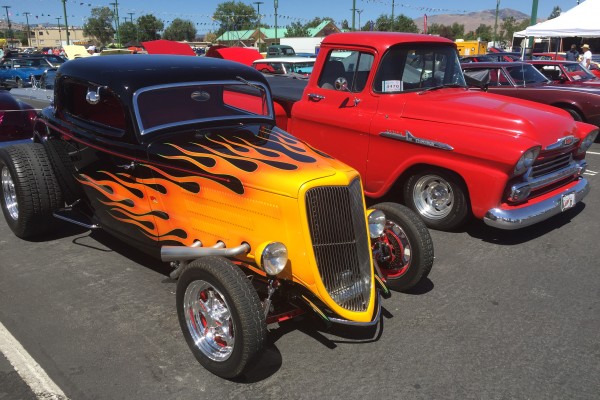 a pair of classic cars at Hot August Nights 2016