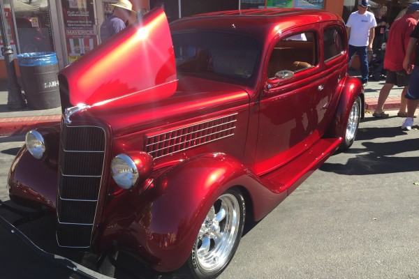 side view of a custom 1935 ford at 2016 Hot August Nights