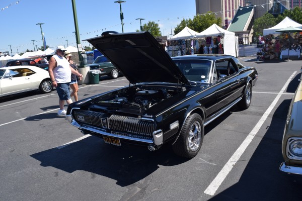 mercury cougar with hood up at hot august nights 2016