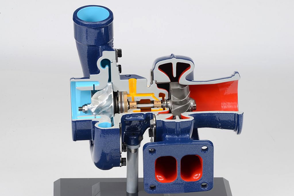 cutaway view of a turbocharger housing