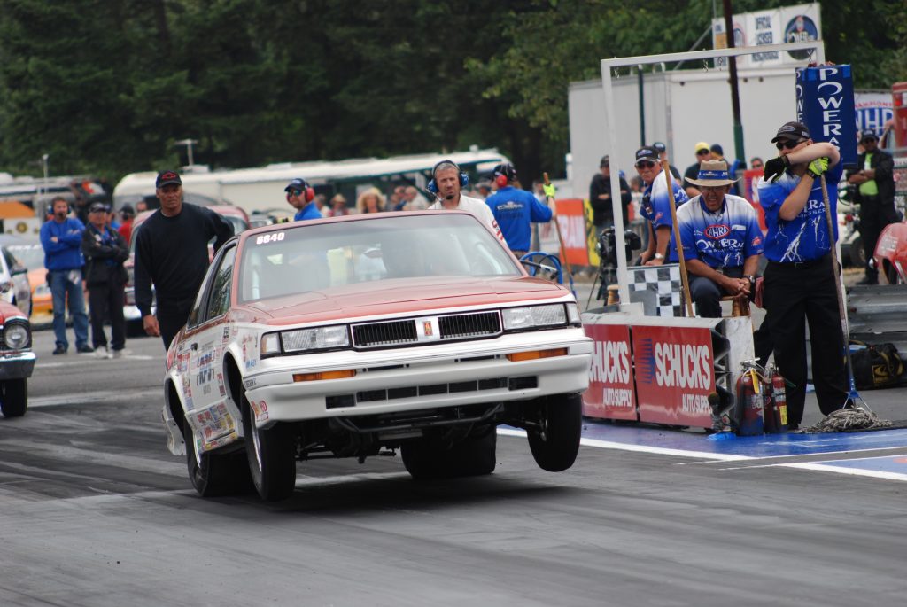 oldsmobile launching at drag strip