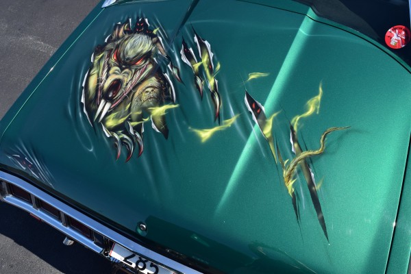 custom paint on rear trunk of a muscle car