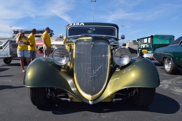 front grille of a vintage ford v8 hot rod