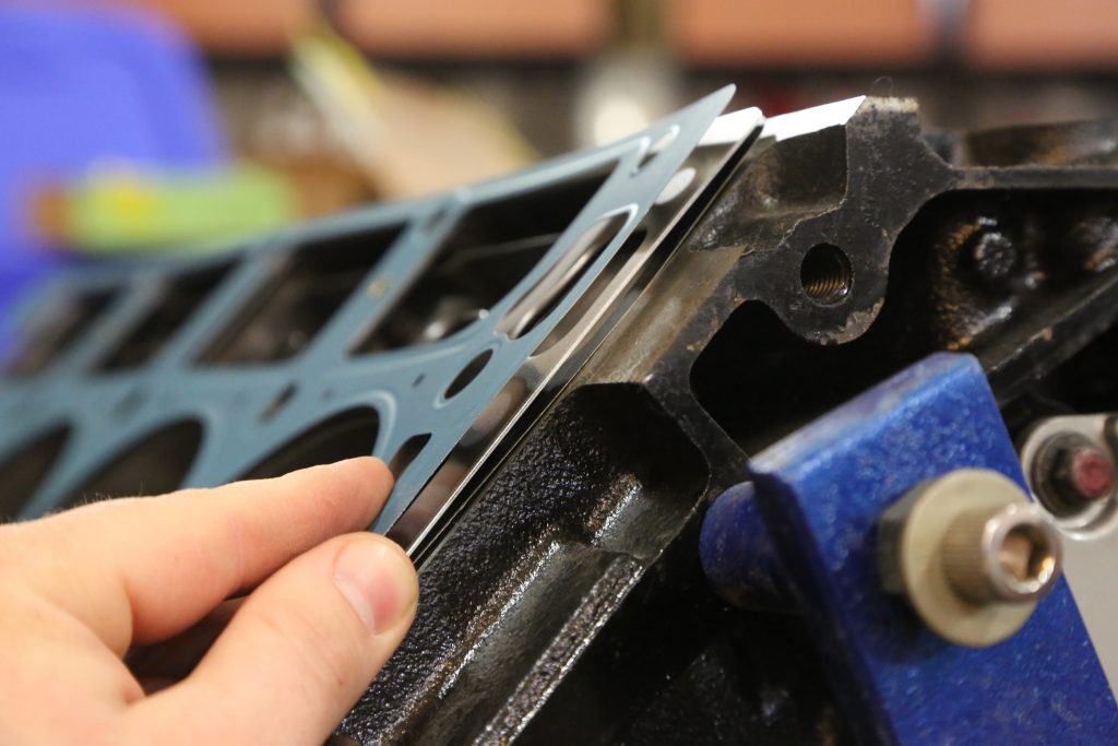 mls cylinder head gasket being installed