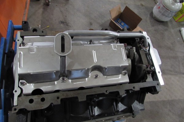 windage tray installed on a gm ls engine