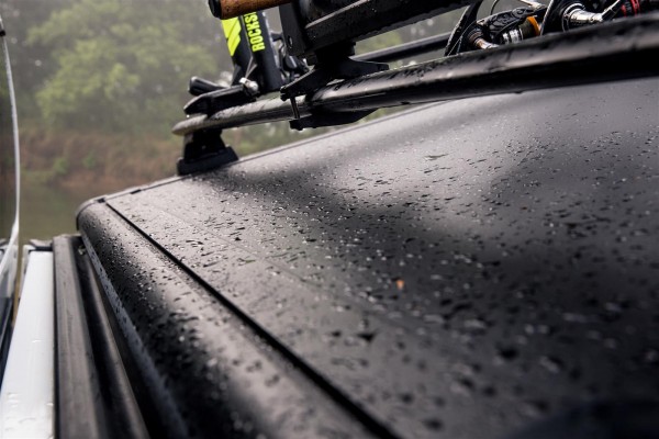 wet tonneau cover close up