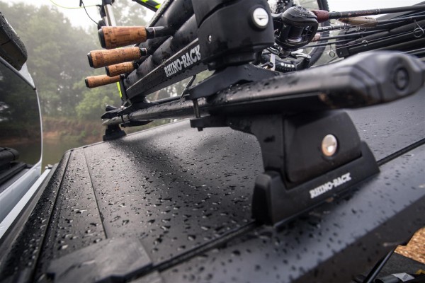 close up of brackets on a truck bed rack