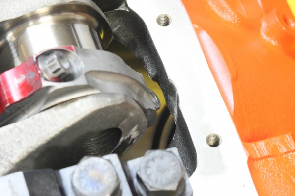 making crankshaft clearance on side of engine block
