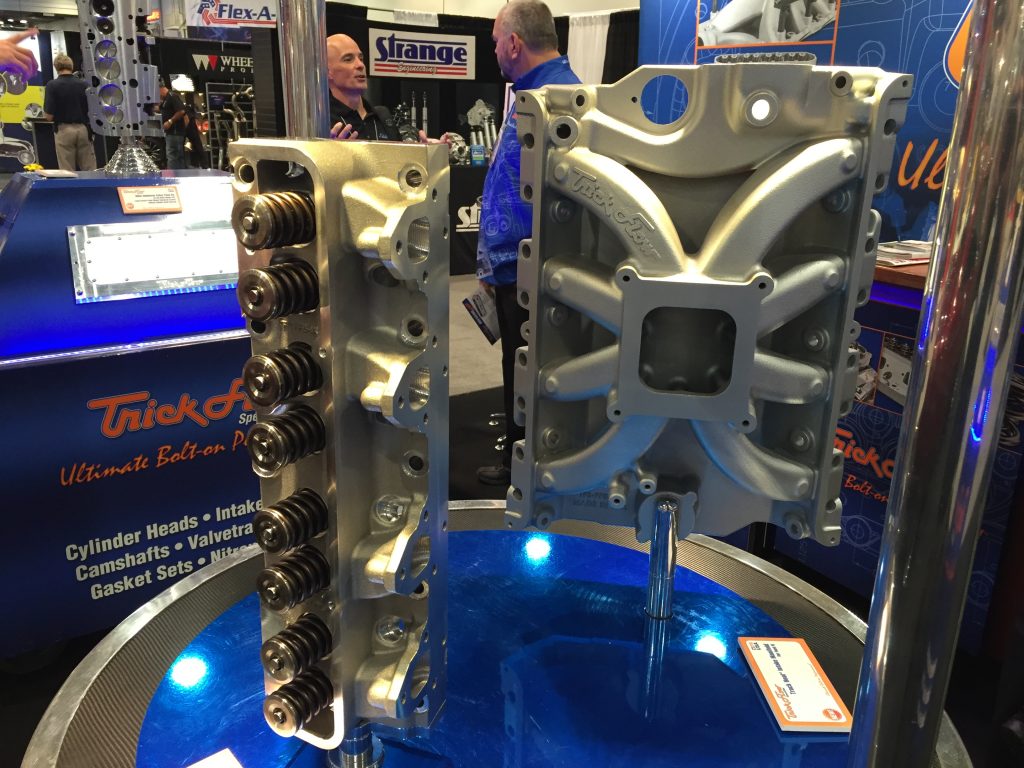 trick flow intake and cylinder head on display at SEMA 2016