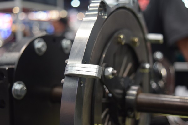 close up of edge of a hayes clutch on display at sema 2016