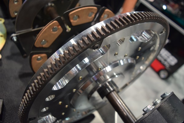 close up of teeth on a flywheel of a hayes clutch
