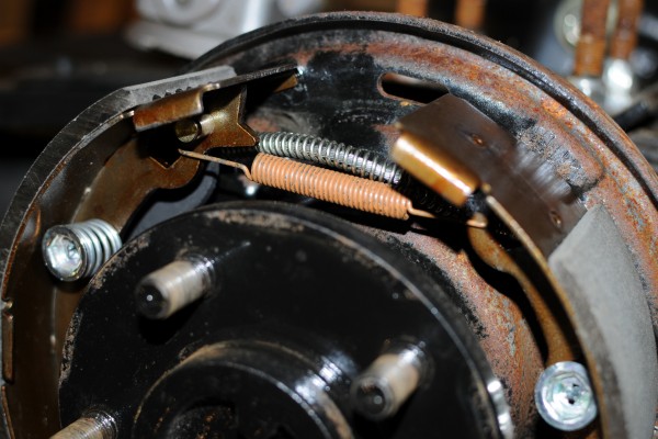 spring installed in a jeep wrangler drum brake