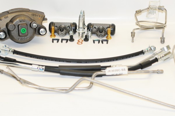 collection of brake parts for a jeep yj wrangler