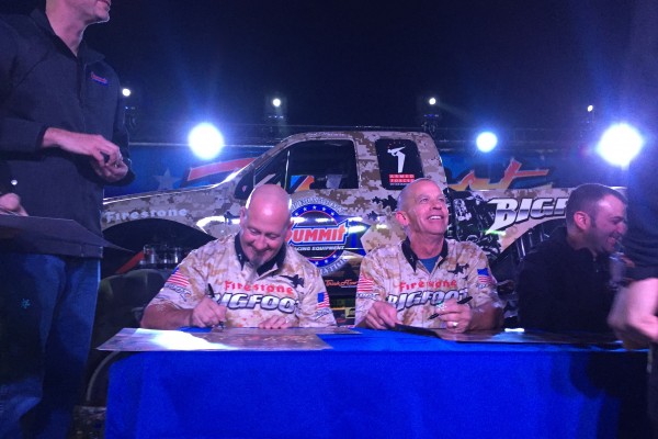 bigfoot drivers signing autographs at table