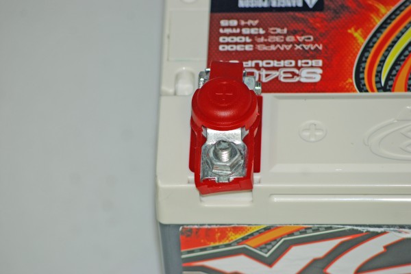 a close up of an automotive battery terminal