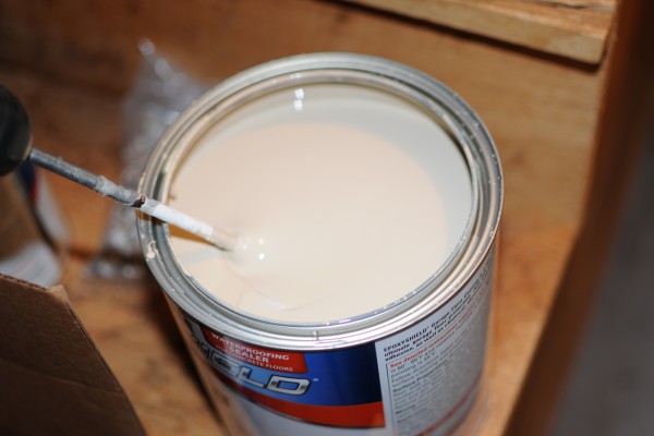close up of garage floor coating in can
