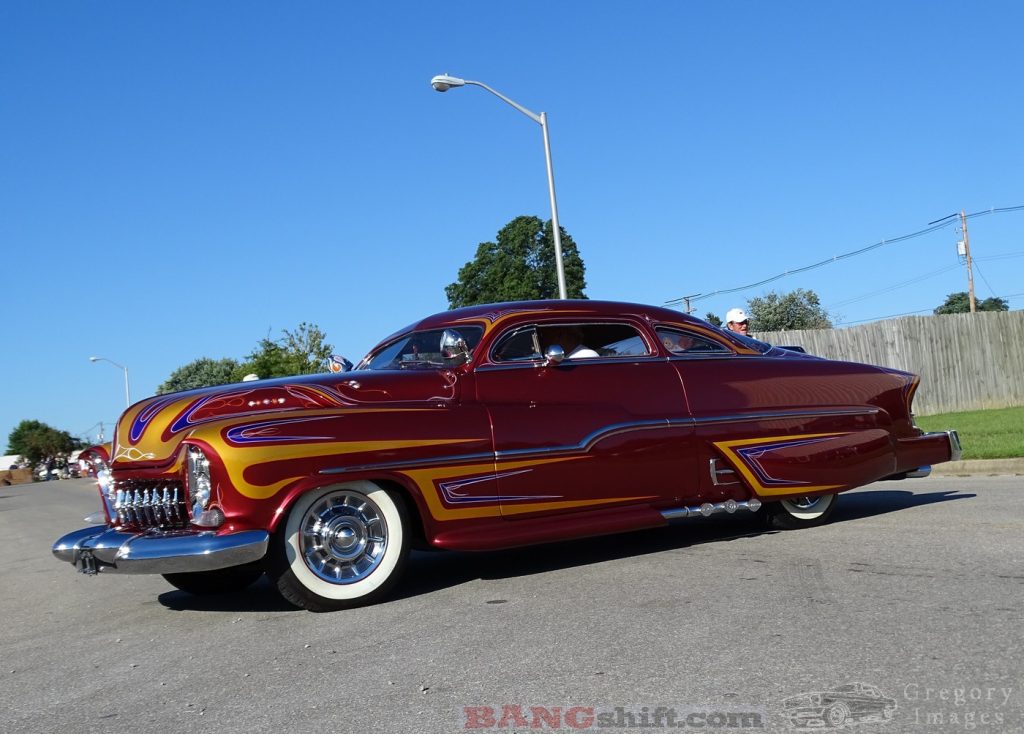 lowered, customized mercury lead sled hotrod coupe