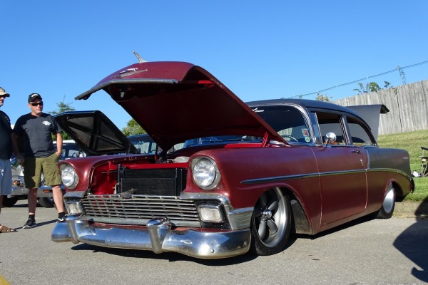 lowered 1956 chevy hot rod