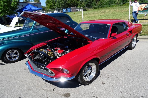 red 1969 ford mustang