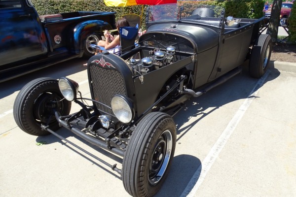 flat black ford t bucket roadster