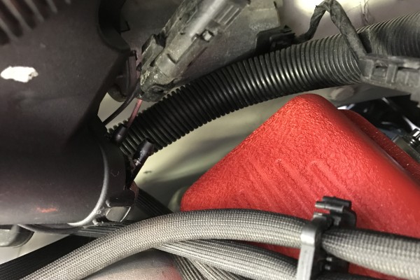 wire and house routed in engine bay
