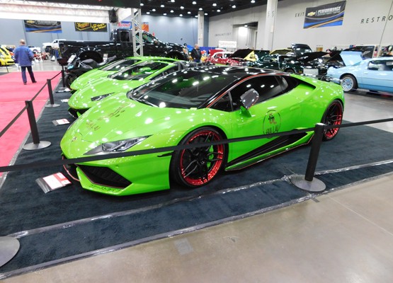 green Lamborghini at car show