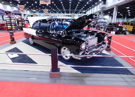1956 chevy coupe at indoor car show