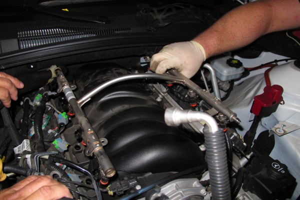 installing fuel rails onto a turbocharged gm ls engine