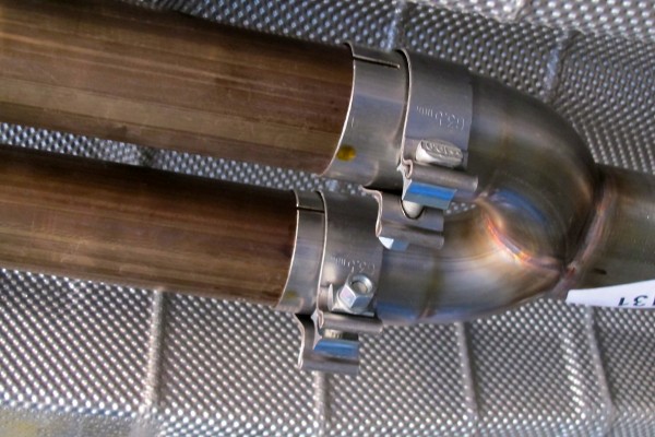 tubing clamps installed on exhaust y-pipe