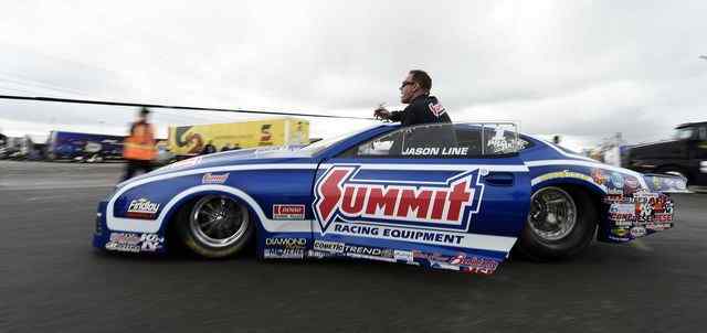 Jason Line in summit racing Camaro nhra pro stock car