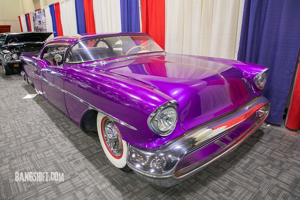 purple chopped and lowered custom show car