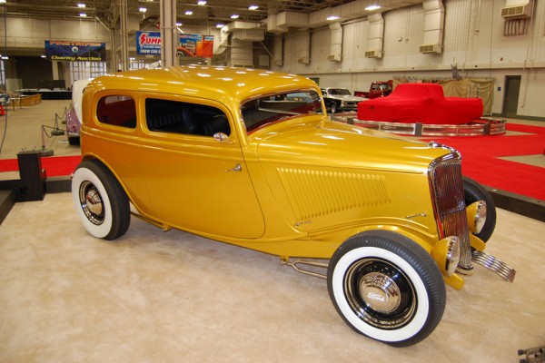 gold ford tudor coupe hot rod