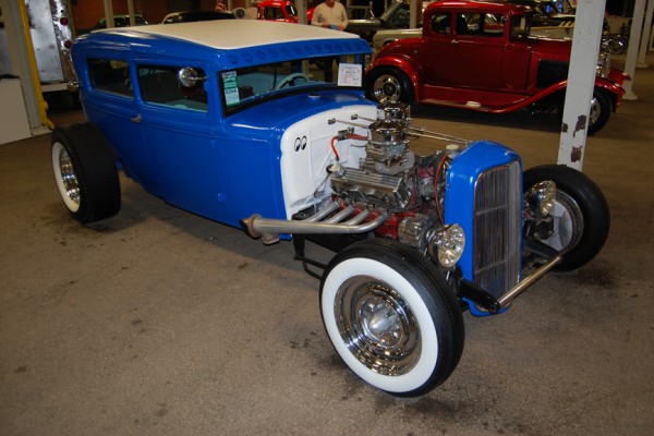 vintage blue ford hotrod